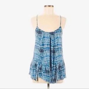 Free People Peplum Crisscross Oversized Abstract Artsy Beach Back Tank Top SZ XS